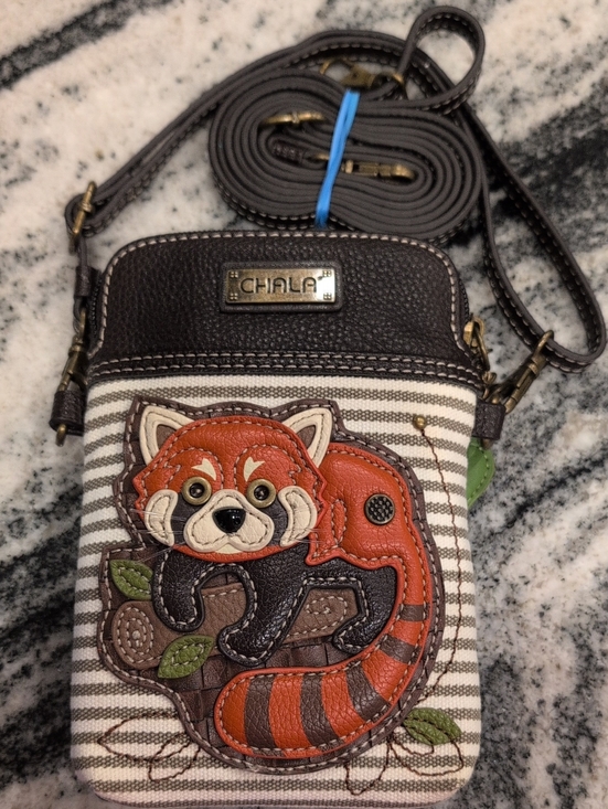 Chala Handbags - Chala Red Panda Appliqué Crossbody Phone Convertible Bag
